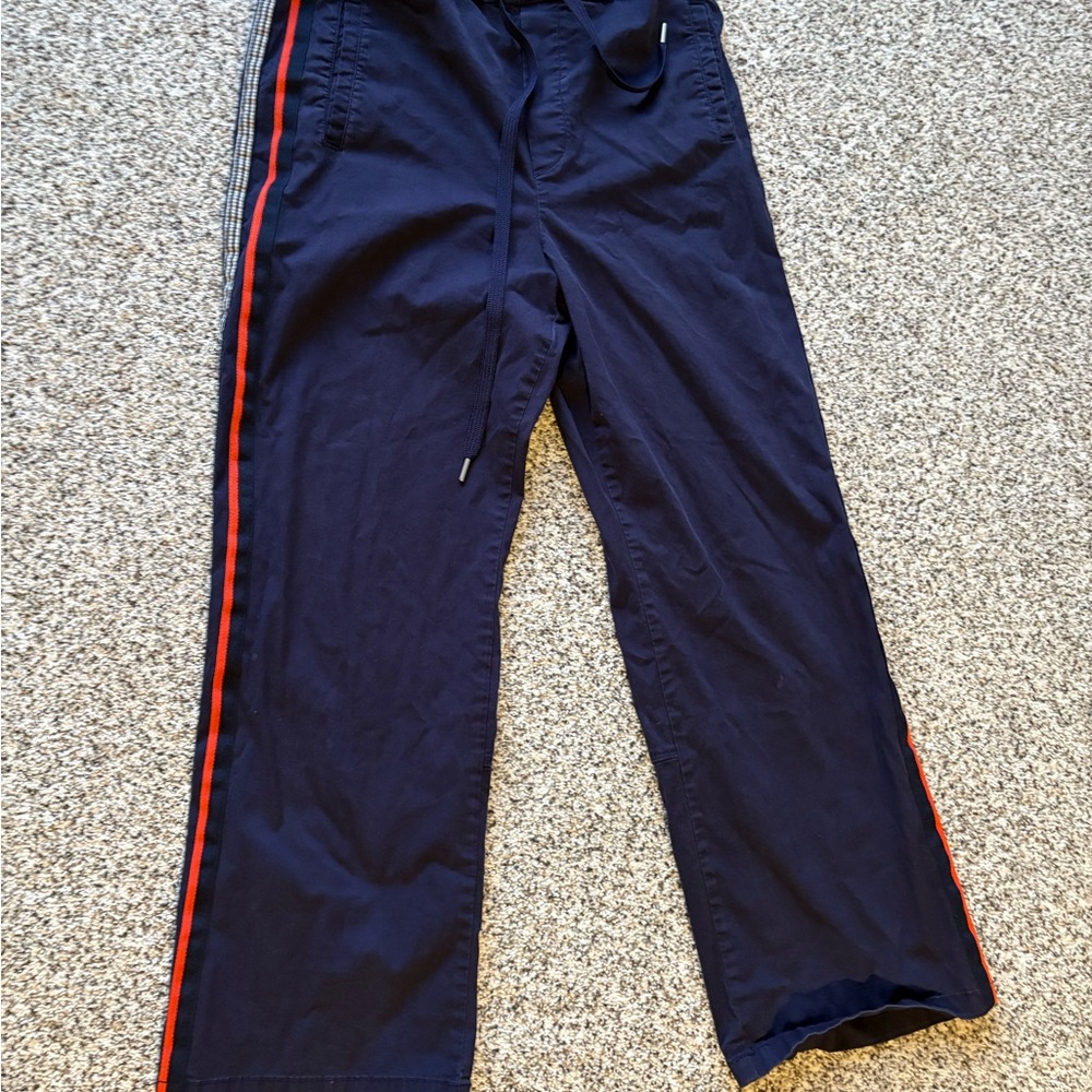 Anthropologie Blue and Orange Track Pants with Elastic Waistband